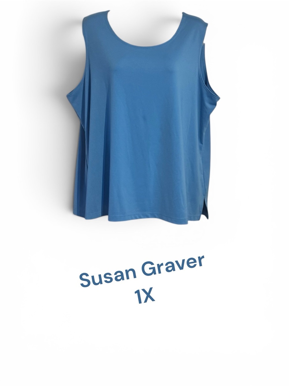 Susan Graver Blue Sleeveless Shell/Tank PLUS: 1X  #E